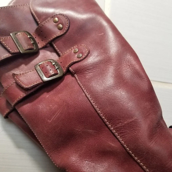 Fly London Mes 2 Petrol Leather Low Wedge  Calf Boots Purple 37 - Picture 5 of 15